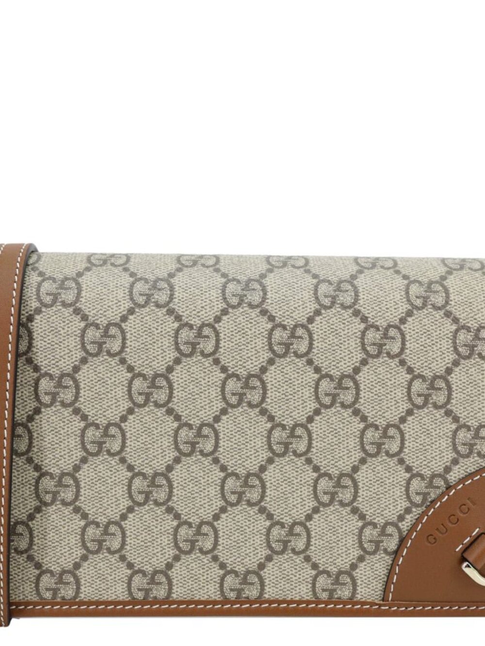 Gucci GG Emblem Monogram Canvas Wallet With Strap Beige 820688